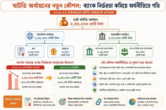 বাজেটে ঘাটতি অর্থায়নের নতুন কৌশল: ব্যাংক নির্ভরতা কমিয়ে অর্থনীতিতে গতি আনার উদ্যোগ